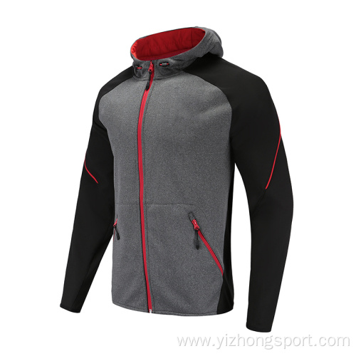 Mens Grey Soccer Wear Zip Up Hoodies